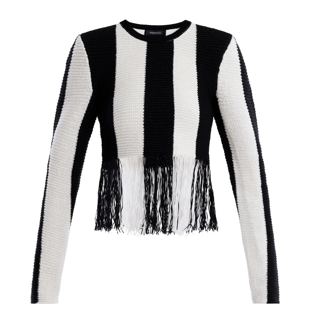 BCBG MAXAZRIA NICO FRINGE CROP TOP